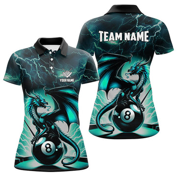 Turquoise Lightning Thunder Dragon Pool Shirts for Women T2252