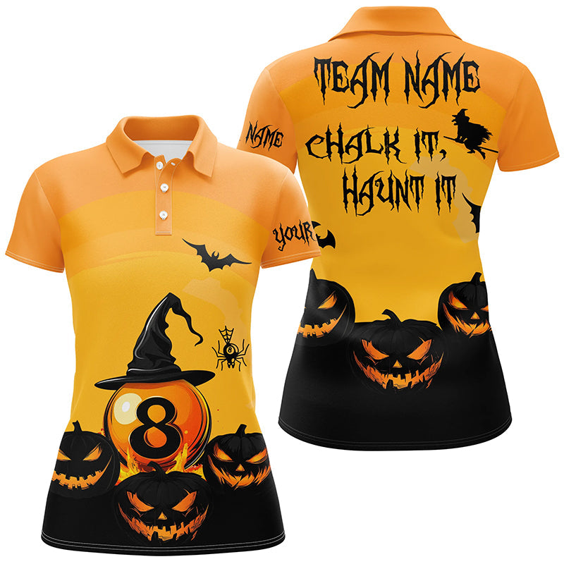 Personalised Halloween Billiard T-shirt for Women - Pumpkin 8 Ball Design T0376