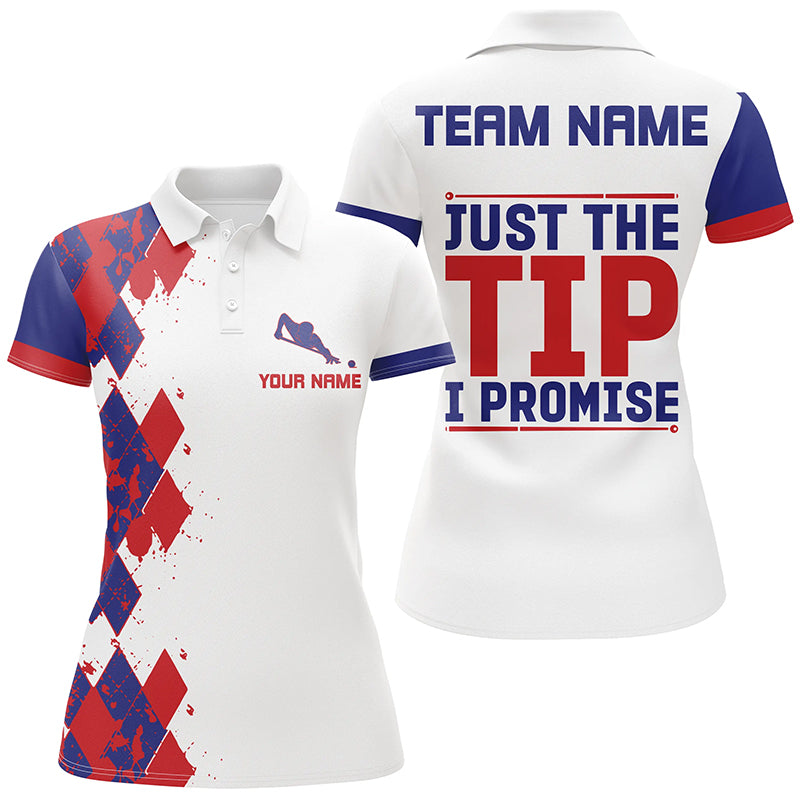 Custom Name Billiard Polo Shirt for Women - 'Just The Tip, I Promise' T0141