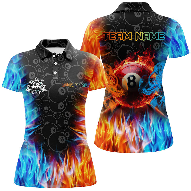 Custom 3D Printed Women's Pool Polo Shirt - Fire & Water Theme T0385