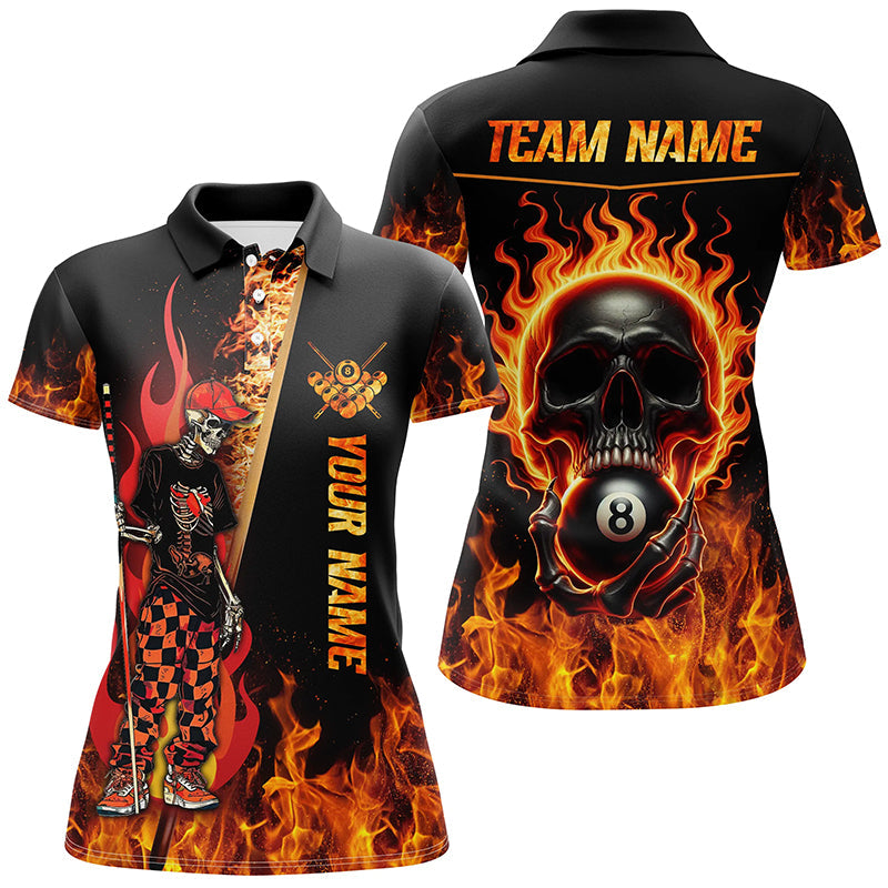 Custom 3D Skeleton Flame Pool Shirt for Women T1859