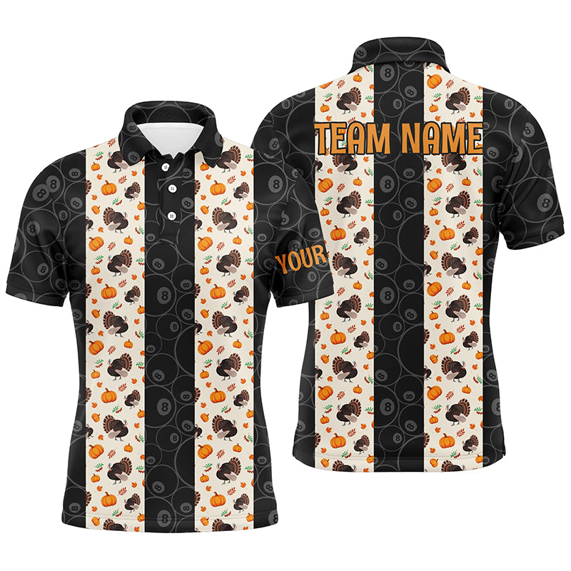 Thanksgiving Turkey & Pumpkin Pattern Billiard Polo Shirt for Men T0392