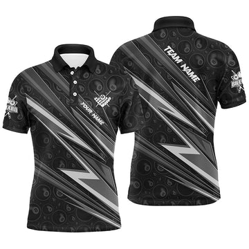 Custom Black & White Billiard Polo Shirts for Men T1290