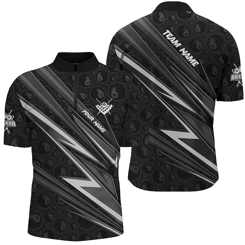 Custom Black & White Billiard Jerseys for Men - Quarter-Zip T1290