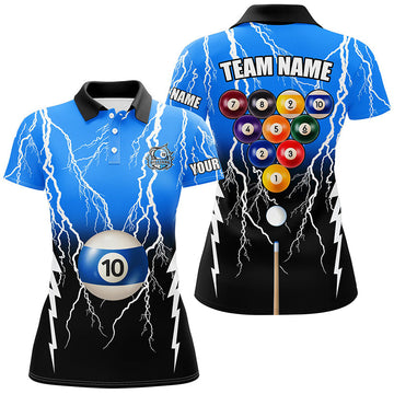 Women’s Black/Blue Lightning Pool Polo Shirt T0958