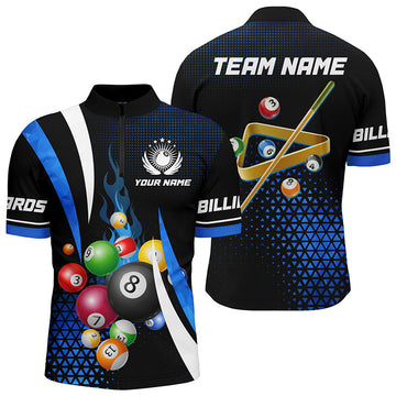 Men's Blue Billiard Quarter-Zip Jersey T0622