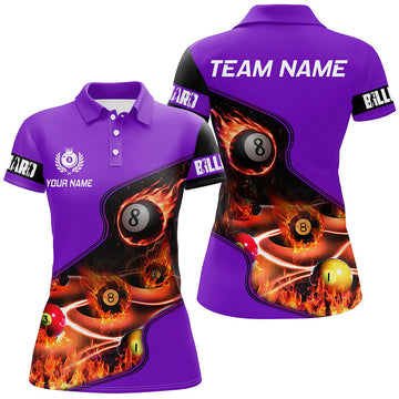 Personalised Purple Billiard Polo Shirt for Women T0980