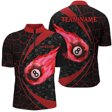 Men's Black & Red Billiard Quarter-Zip Shirt T1316