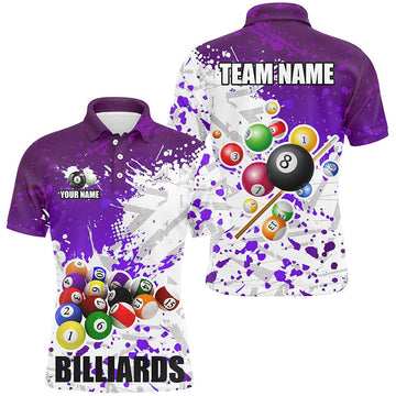 Men's 3D Purple Billiard Shirt - Paint Splash Design T1693