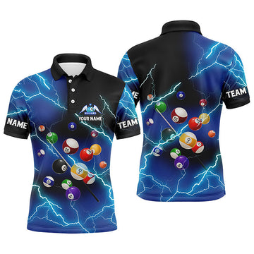 Custom Blue Thunder Billiard Balls & 3D Polo Shirt for Men T1001