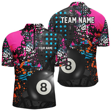 Men's Colourful 3D 8 Ball Pool Quarter-Zip Shirt T1004