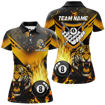 Tiger 3D Yellow Billiard Shirt for Women - Custom 8 Ball Team Jersey T2373