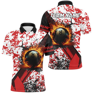Men's Red Grunge Camo 8 Ball Pool Jersey T1717