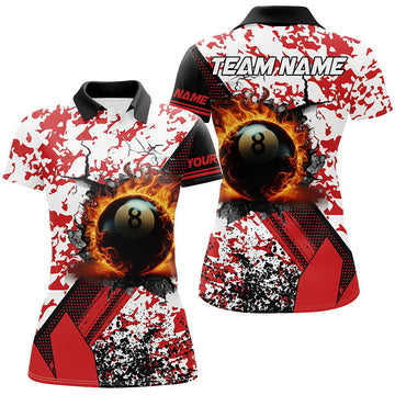 Women's Red Grunge Camo 8 Ball Pool Jersey T1717