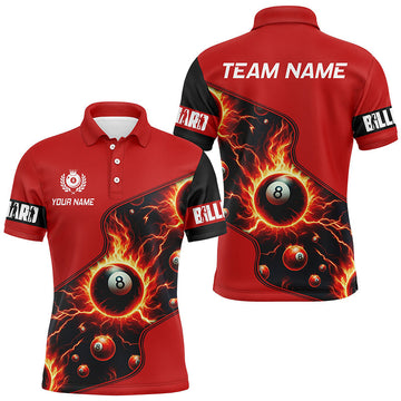 Custom Red 8-Ball Fire 3D Printed Men's Billiard Jersey T1935