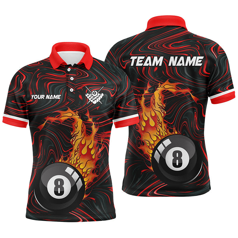Custom 3D Fire 8 Ball Pool Polo Shirt for Men T0461
