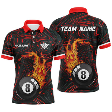 Custom 3D Fire 8 Ball Pool Polo Shirt for Men T0461