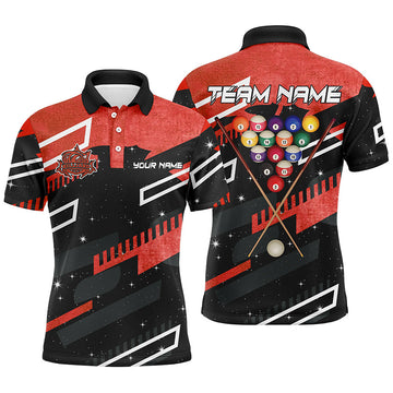 Custom Red 8 Ball Galaxy Billiards Polo Shirt for Men T0466