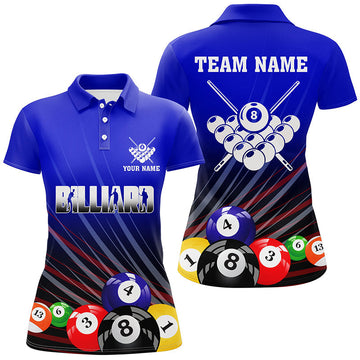 Custom Blue Billiard Polo Shirt for Women T0667