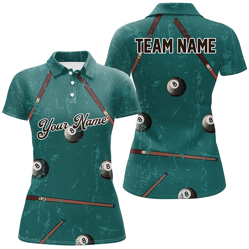 Custom Grunge Green Vintage Billiard Polo Shirt for Women T0273