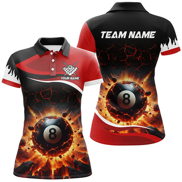 Personalised Red 8-Ball Pool Flame Women's Billiard Jersey T2438