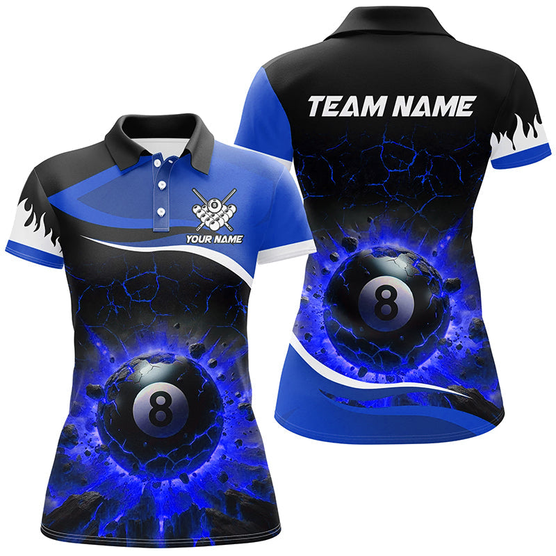 Women's Blue Flame 8-Ball Pool Jersey T2439