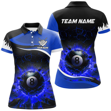 Women's Blue Flame 8-Ball Pool Jersey T2439