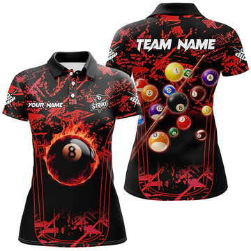 Red Grunge 8 Ball Pool Women's Polo & Zip Shirt T1761