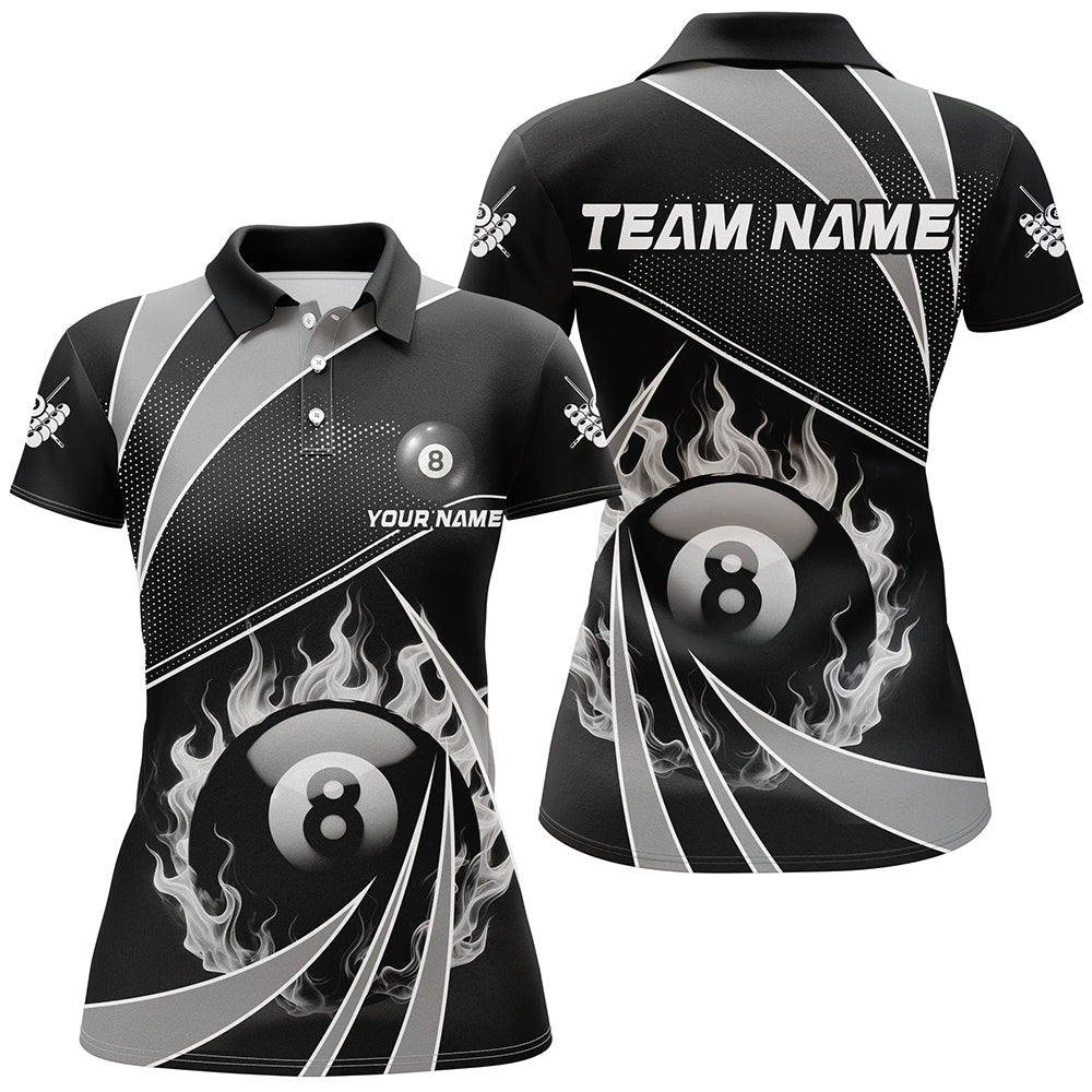 Custom Grey & Black 8-Ball Pool Shirt for Women T1974