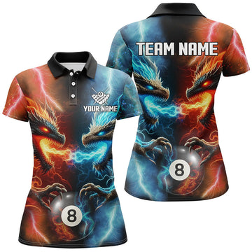 Custom Dragon Pool Shirts for Women - Orange & Blue Billiards Jersey T2465