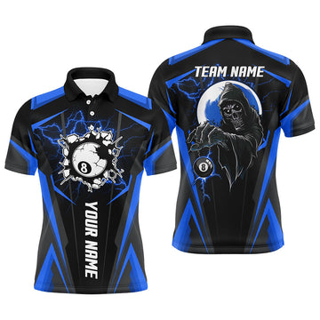 Custom Blue Billiard Grim Reaper Men's Polo Shirt T1111