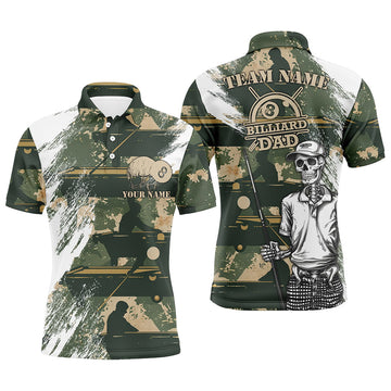 Men's Grunge Camo Skull Billiard Shirt - Custom Funny Father's Day T1613