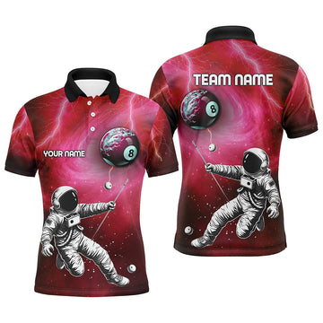 Men's Funny Red Galaxy Astronaut 3D Billiard Shirt T2018