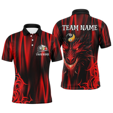 Men's Custom Red 3D Printed Dragon Billiard Shirt T2235