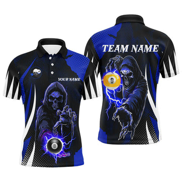 Men's Custom Blue Skeleton Billiard Shirts T2284