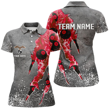 Women's Red Grunge Billiard Shirt - Custom Ball 8 Thunder Team Jersey T1658