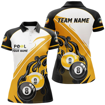 Women's Black & Yellow Billiard Polo Shirts T1127