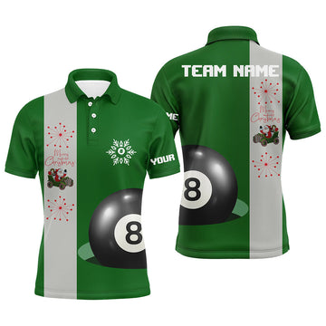 Green Merry Christmas Billiard Polo for Men T0406