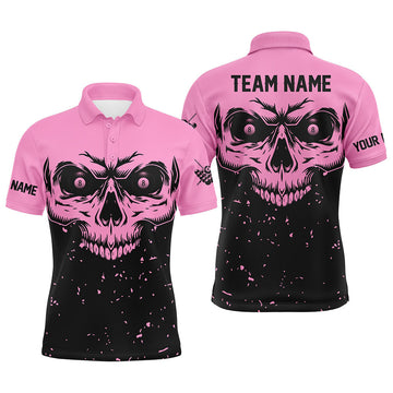 Custom Skull Billiards Jersey for Men - Pink & Black T1876