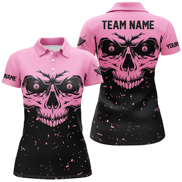 Women's Pink & Black Skull Billiards Jersey T1876