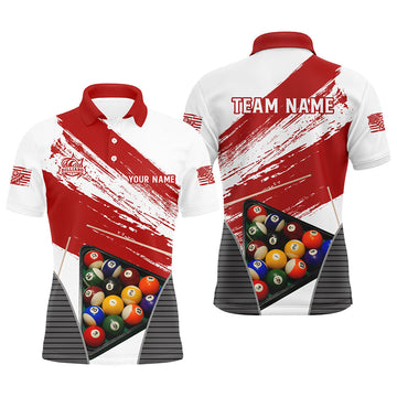 Billiard Grunge Red Personalised Polo Shirt for Men T0215