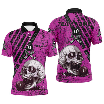Personalised Pink & Blue Billiard Skull Men's Shirt T1931