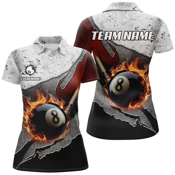 Custom Grey Grunge 8 Ball Pool Cue Shirt for Women T1567