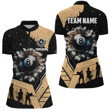 Gold Funny 8 Ball Pool Women’s Quarter-Zip Jersey T1381