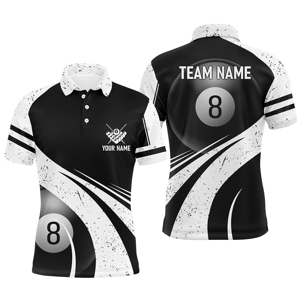 Custom 3D Pool Billiard Polo Shirt for Men - White/Black V0170