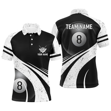 Custom 3D Pool Billiard Polo Shirt for Men - White/Black V0170