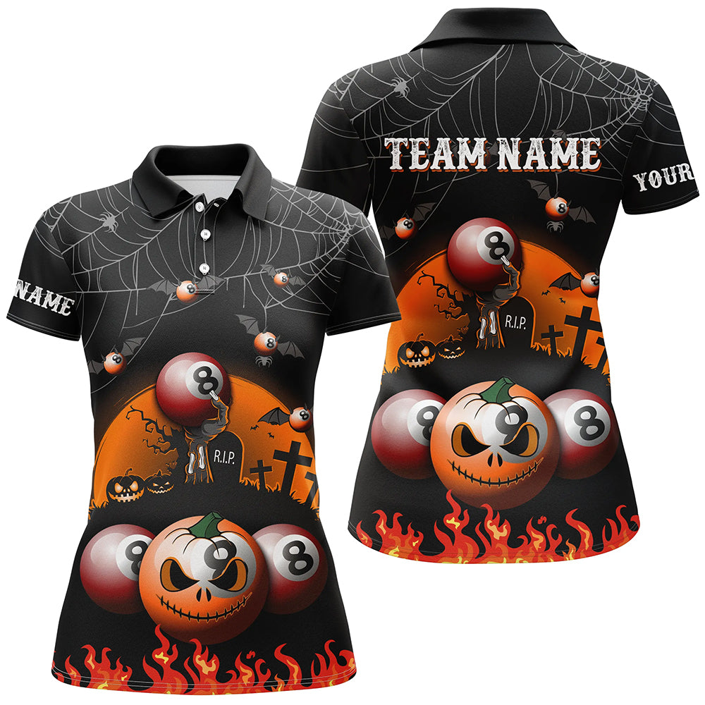 Custom 3D Printed Halloween Billiard Polo Shirt for Women T0299