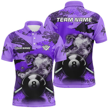 Custom Purple Camo 8-Ball Pool Shirt for Men T1968