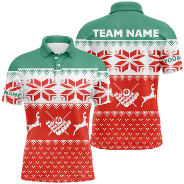 Custom Red Men's Billiard Christmas Polo Shirt T0524