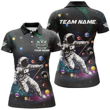 Custom 3D Printed Women’s Billiard Polo Shirt - Funny Astronaut Design T1425